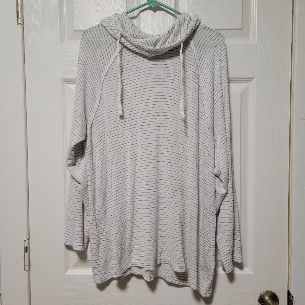 Torrid Gray Striped Hoodie Sweatshirt
